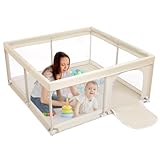 BEJOY Großer Laufstall Laufgitter XXL 180 * 200 cm, Kompakt und Stark, Schaumstoffschutz...