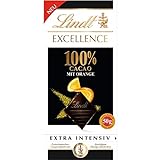 Lindt Schokolade EXCELLENCE 100 % Kakao und Orange Tafel | Extra intensiv | Mit 100 % Kakaoanteil...
