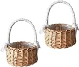 2 Stück Kle-iner Weidenkorb Mit Hen-kel, Streukorb Rattankorb, Streukorb Hochzeitskorb, Webkörbe,...