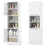 GIANTEX Badschrank Hochschrank, Badezimmerschrank 190 cm Hoch, Badkommode Aufbewahrungsschrank 6...