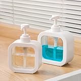 Seifenspender 2 Stück Duschgelspender, 500ml Weiß Pumpspender für Dusche Klarem Kunststoff...