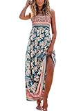 CUPSHE Damen Sommerkleid Gesmokt Ärmellos Maxikleid Rüschen Spaghettiträger Lang Freizeitkleider...