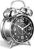 Azyh Lauter Wecker für Schwerschläfer mit Ohne Ticken, Doppelglockewecker, Batteriebetrieben,...