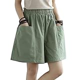 Damen Sommer Sport Shorts Lockere Wander Cargohose Streetwear Lässig Elastische Taille Baumwoll...