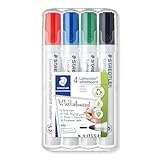 STAEDTLER Whiteboard-Marker Lumocolor, Rundspitze ca. 2 mm Linienbreite, Set mit 4 Farben, hohe...