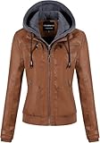 CREATMO US Damen Kunstleder Jacke Wasserdicht Motorrad Bomberjacke Vintage PU Moto Biker Mantel mit...