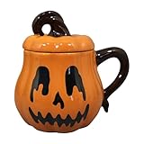 Generisch Pumpkin Cup for Kids, Cartoon Pumpkin Ceramic Cup, Halloween Pumpkin Coffee Cup, 350ml...