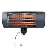 alpina Infrarotheizung Hängend Heizstrahler Terrasse 2000W 3 Heizstufen - Spritzwassergeschützter...