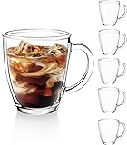 DESIGN•MASTER[6-Stück,350ml] - Latte Macchiato Gläser mit Henkel, Kaffeeglas/Teeglas, Hält...