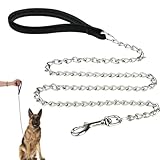 Hundeleine Stark Metall Kettenleine, Robuste Hundeleine aus Metall,Übungsleine mit PU Leder und...