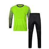 TACKTIMES Jungen Fußball Torwart Trikot Set Sportshirt und Sporthose Gepolstert Langarm Schutz...