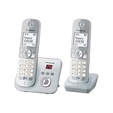 Panasonic KX-TG6822GS DECT Schnurlostelefon mit Anrufbeantworter (strahlungsarm, Eco-Modus, GAP...