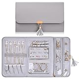 Schmuck Organizer, 28x17,6cm, Schmuckaufbewahrung Reise Wasserdicht Leder Schmuckschatulle, 2 Ring...
