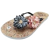 Flip Flops für Damen Sommer Damen rutschfeste Blume Flip Flops Sandalen Flache Strand Hausschuhe...