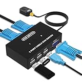 DGODRT 2 Port KVM Switch USB VGA mit KVM Kabeln, KVM Umschalter für VGA Monitor und USB Tastatur...