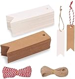 oiny Geschenk Anhänger 200 stk.Kraftpapier Anhänger Etiketten Geschenkanhänger mit Jute Schnur...