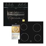 Exquisit Einbauherd-Set Backofen EHE10256-U-020 Set schwarz | Energieeffizienzklasse A | 59 l...