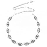 Kettengürtel Damen Silber, Verstellbare Gürtel Taillenkette Taille Metall Schnalle Langer Boho...