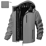 UMIPUBO Regenjacke Herren Wasserdicht Outdoorjacke Mit Kapuze Leicht Atmungsaktiv Dünne Rain Jacket...