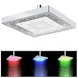 8 Zoll(20cm) Duschkopf Regendusche LED Kopfbrause Regenduschkopf mit 3 Farben Temperaturkontrolle,...