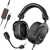 FIFINE Gaming Headset mit Mikrofon, Over Ear Kopfhörer mit Kabel, USB Headset für PC PS4 PS5 Xbox...