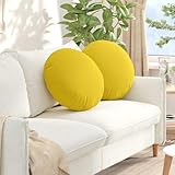 Gecheer Sitzkissen 2 pcs Helles Gelb Ø50 x 19 cm Stoff, Stuhlkissen Polster Sitzpolster Indoor...