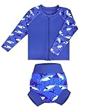 FLYISH DIRECT Baby Schwimm Set, Langärmeliger Schwimmshirt + Schwimmwindel für Babys, mit...
