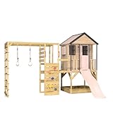 Wendi Toys M48-G Stelzenhaus mit Rutsche, Kletterturm aus FSC-Holz, Spielhaus Kinder Outdoor Garten...