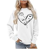 Damen Pullover Frauen Hoodie Valentine Sweatshirts Drucken Langarmshirt Casual Shirt Loose Oversized...