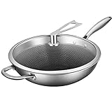 Aioneer Kochtopf, Bratpfanne, Wok Aus Edelstahl, Mit Glasdeckel, Mehrzweck-Soßenpfanne,...