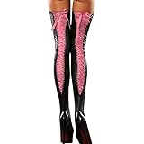 Damen Sexy Strapsstrümpfe mit Spitze Strapse Oberschenkel Netzstrumpfhose Leggings Transparent...