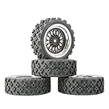 INACMWIH 4 Stück Felge und Gummireifen Set Teile für Wltoys 144001 124018 124019 Schwarz Silber