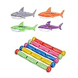 TOPWAYS® Schwimmbad-Tauchspielzeug für Kinder, enthält 5 Unterwasser-Tauchstäbe, 4 Stück...