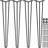 Happybuy Möbelfüße 28 Zoll 71.1 cm, mit 4 Gummibodenfüße, Tischbeine Metall Schwarz 4 Stücke,...