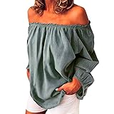 Langarm-T-Shirt für Damen, Oversize, T-Shirt, große Größe, schulterfrei, schickes und elegantes...
