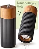 Praknu Salz & Pfeffermühle Holz der Akazie Set – mit Keramikmahlwerk – Stufenlos Einstellbar &...