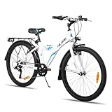 Hiland 24 Zoll Kinder Mountainbike, 6 Gang Double V Brakes Kinder Fahrrad mit Gepäckträger,...