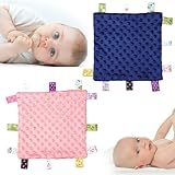 ZEACCT 2 Stück Bunte Taggy Sicherheit Decke, Baumwollplüsch Super Soft Taggy Decke, Infant Taggy...