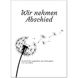 10 x Trauerkarten mit 10 Umschlägen im Set - Motiv Pusteblume 2 - Einladung Beerdigung, Anzeige,...