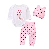 Juflam Neugeborene Baby Mädchen Kleidung Giraffe Strampler+Rosa Punkt Hose+ Hat 3Pcs...