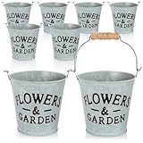 com-four® 8X Blumentopf aus Metall - Pflanzentopf - Mini Metalleimer - Vintage Blumenkübel -...