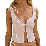 Générique Tanktops für den Sommer, Damen, lang, Tanktop, Crop-Top, Spaghettiträger, lässig,...