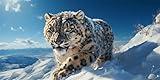 Leopard Diamond Painting XXL 90x180cm, DIY 5D Diamant Painting Bilder Kinder, Snowy scenery Diamond...