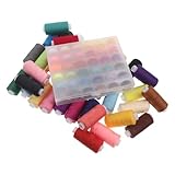 NUOBESTY 72 Stück Farbiges Polyester Nähgarn mit 36 Vorgewickelten Spulen À 400 Yards Kompatibel...