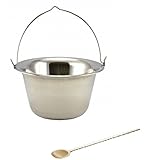 Armeeverkauf Original ungarischer Edelstahl Gulaschkessel Plus Kochlöffel Kapazität 6 Liter