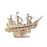 Rolife 3D Puzzle Schiff- Holzpuzzle 3D Modellbausatz Boot für Erwachsene Kreativer DIY-Bausatz,...