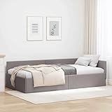 vidaXL Eckbettgestell mit Kopfteil Taupe 100 cm x 200 cm Samt, Stylisches Samt-Tagesbett,...