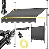 KESSER® Klemmmarkise mit Handkurbel & LED Lichterkette | Balkonmarkise ohne Bohren | Markise...