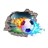 Zfseyuh Fußball Wandtattoo 3D Wandsticker Fussball Kinderzimmer Jungen Selbstklebende Durchbruch...