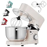 Arebos Küchenmaschine 1500W Creme | Knetmaschine mit 2x Edelstahl-Rührschüsseln 4,5 & 5,5L |...